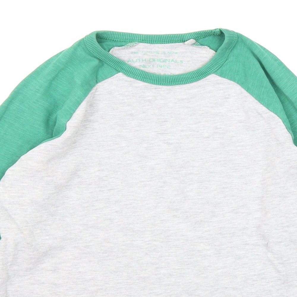 NEXT Boys Grey Colourblock Cotton Basic T-Shirt Size 8 Years Round Neck Pullover