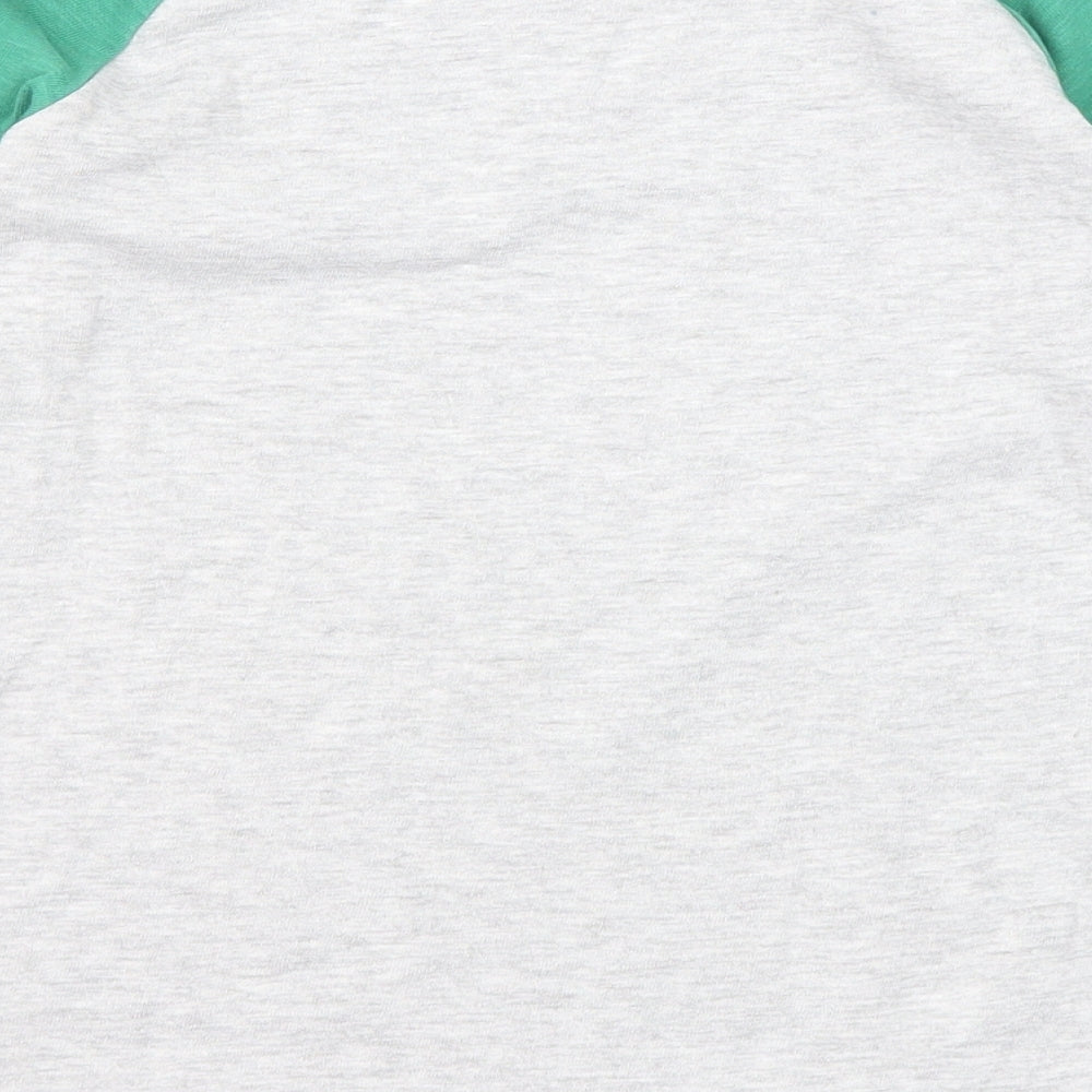NEXT Boys Grey Colourblock Cotton Basic T-Shirt Size 8 Years Round Neck Pullover