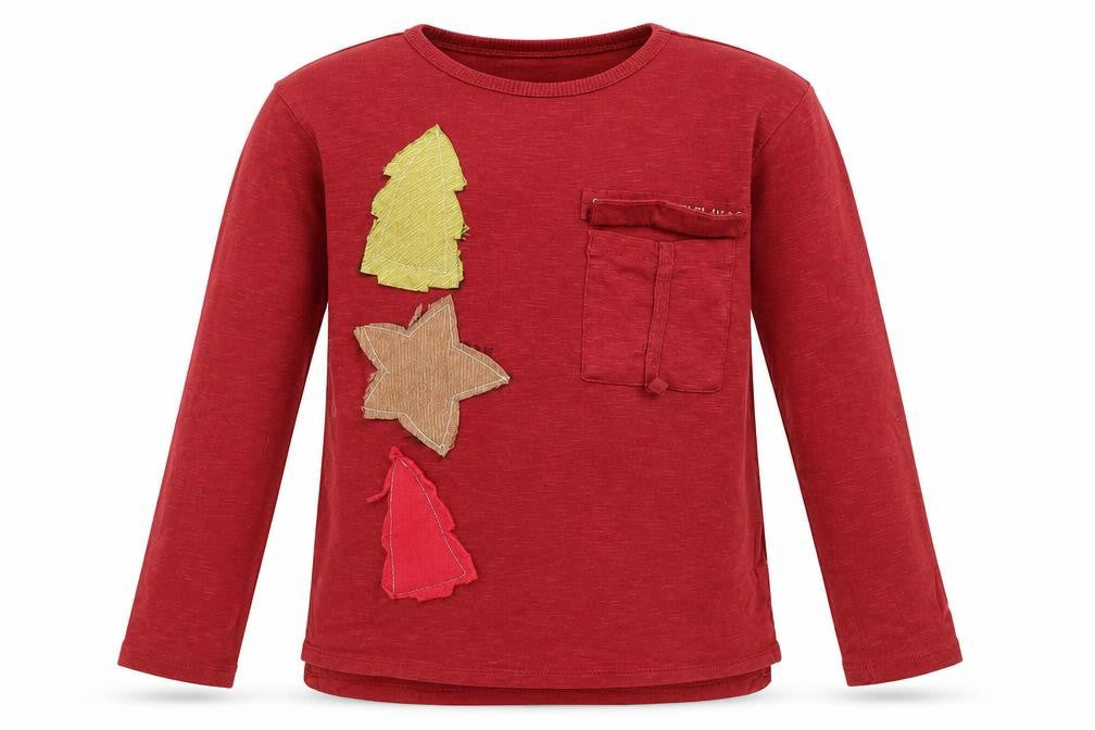 Front view of Zara girls’ red cotton basic t-shirt, size 8, years round neck pullover