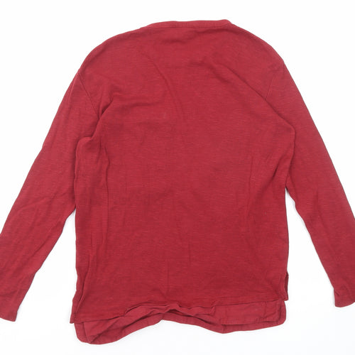 Zara Girls Red Cotton Basic T-Shirt Size 8 Years Round Neck Pullover