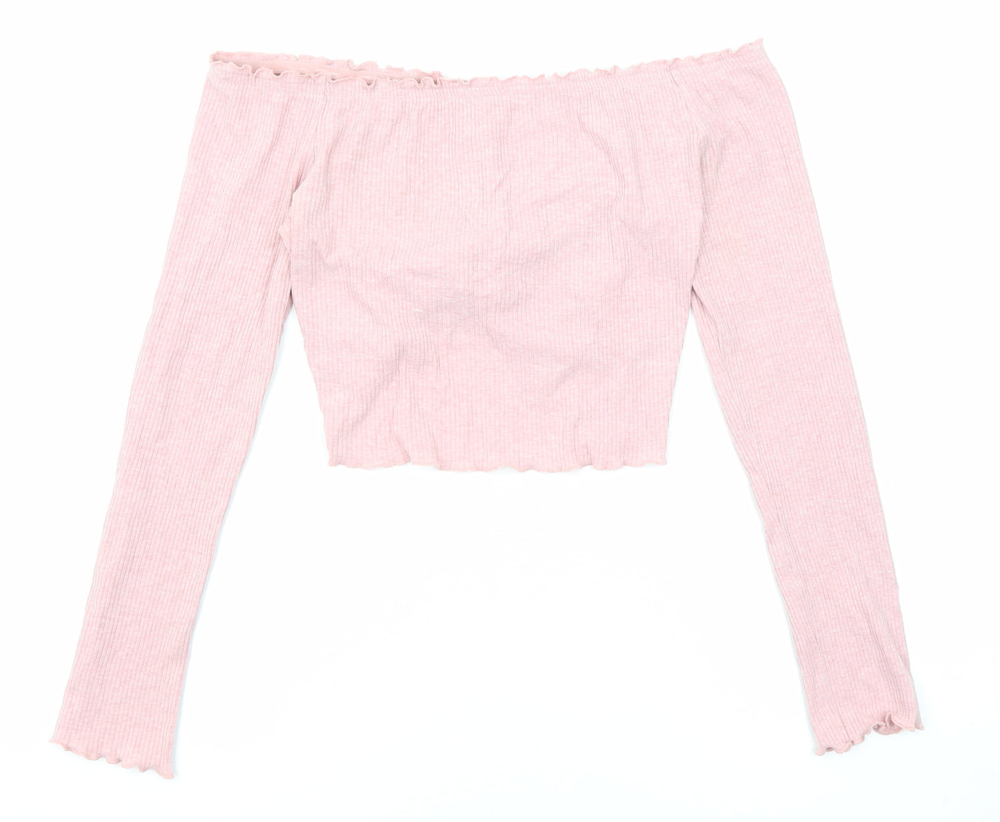 Divided by H&M Womens Pink Cotton Basic T-Shirt Size M Off the Shoulder