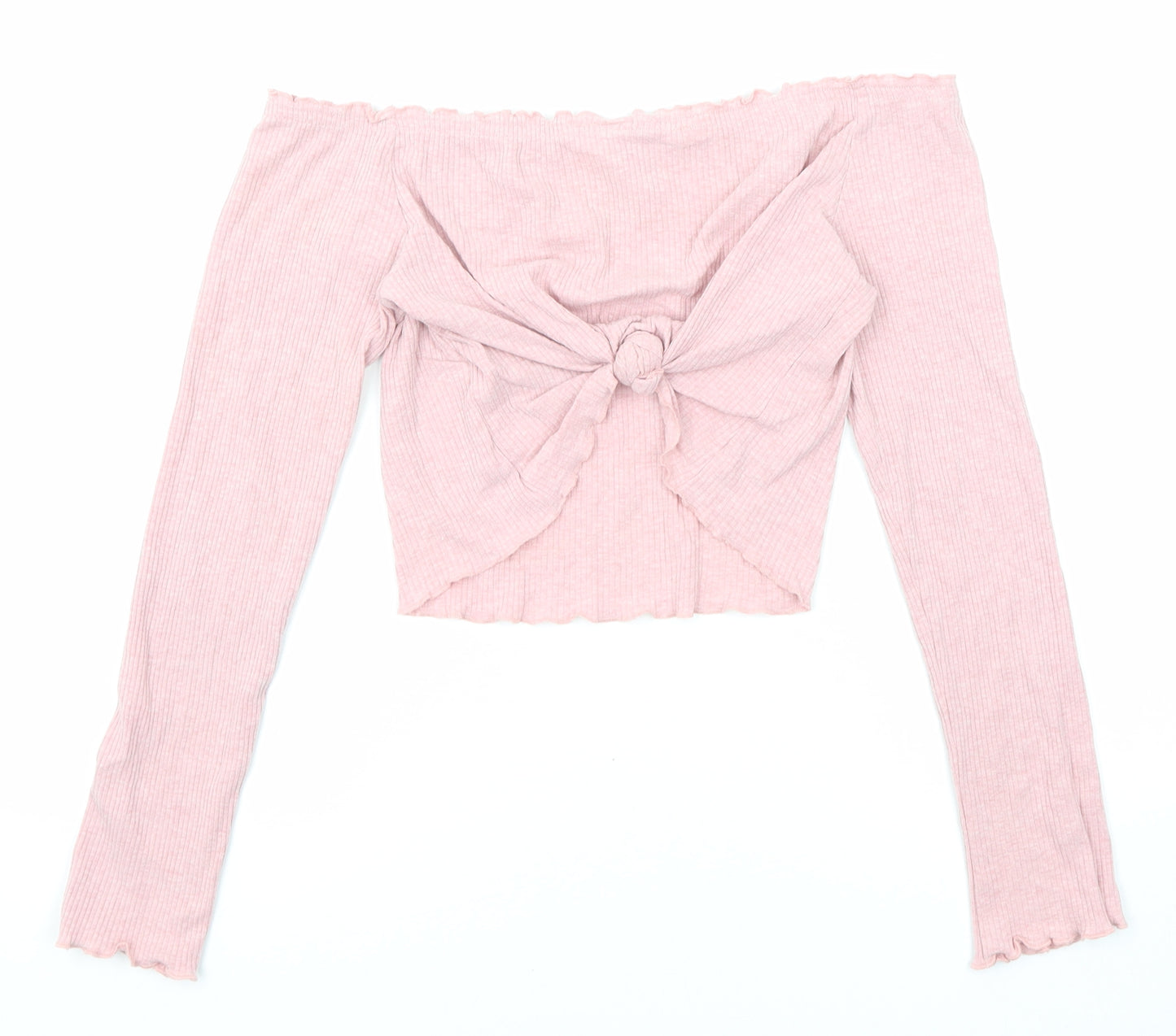 Divided by H&M Womens Pink Cotton Basic T-Shirt Size M Off the Shoulder