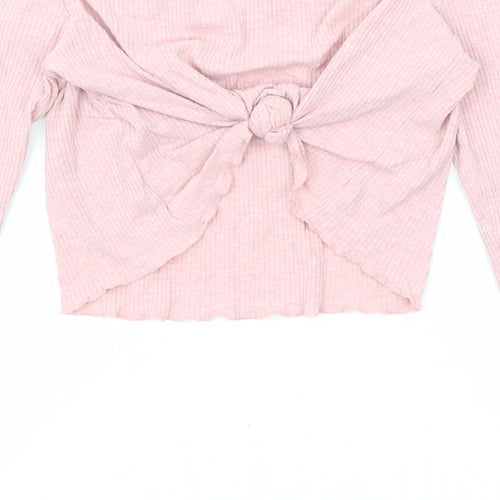 Divided by H&M Womens Pink Cotton Basic T-Shirt Size M Off the Shoulder