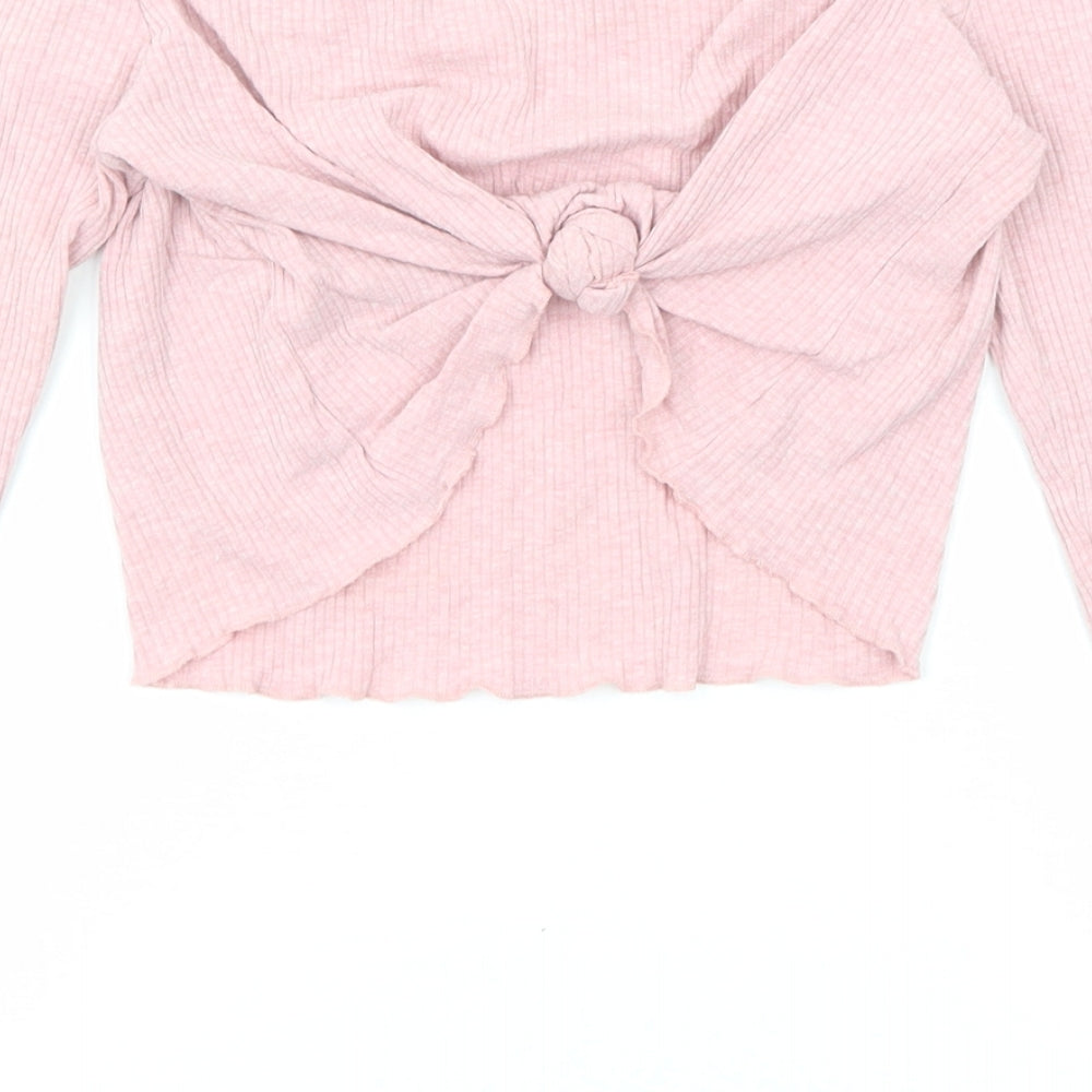 Divided by H&M Womens Pink Cotton Basic T-Shirt Size M Off the Shoulder
