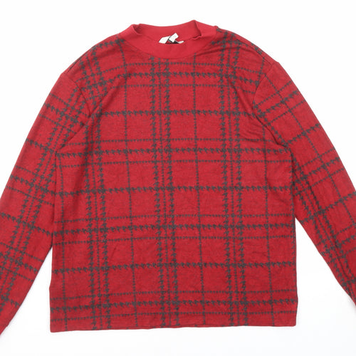 NEXT Womens Red Plaid Viscose Pullover Sweatshirt Size 14 Pullover