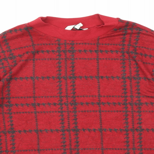 NEXT Womens Red Plaid Viscose Pullover Sweatshirt Size 14 Pullover