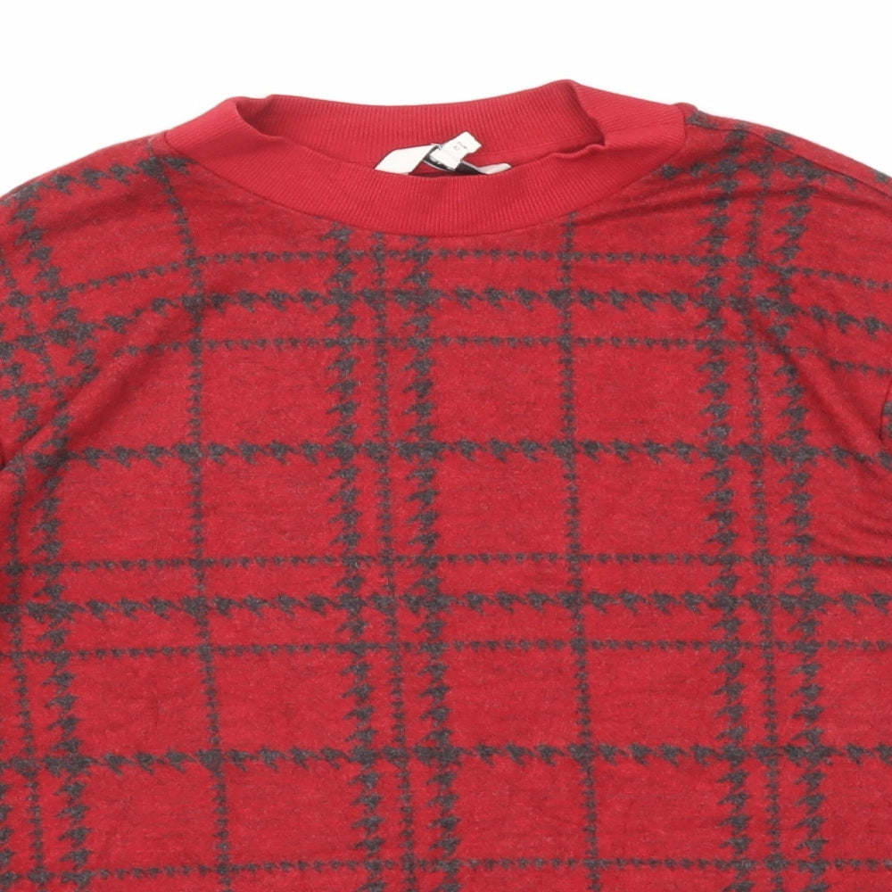 NEXT Womens Red Plaid Viscose Pullover Sweatshirt Size 14 Pullover