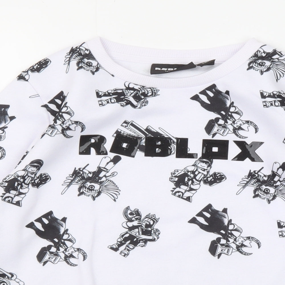 Roblox Boys Black Geometric Polyester Pullover Sweatshirt Size 9-10 Years Pullover