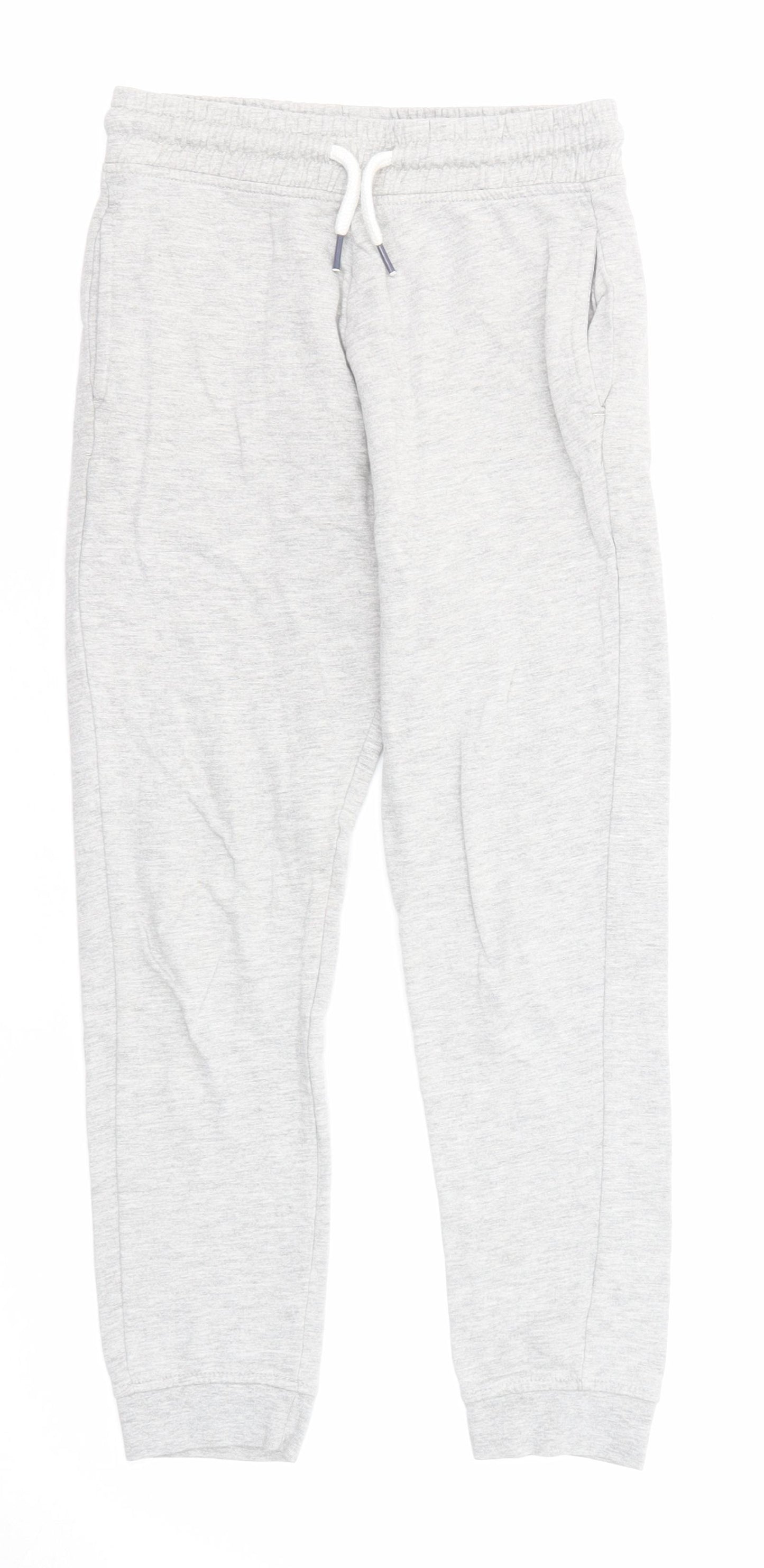 NEXT Boys Grey Cotton Jogger Trousers Size 9 Years Regular Drawstring