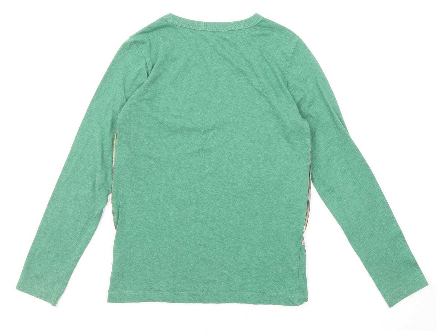 H&M Boys Green Cotton Basic T-Shirt Size 9-10 Years Round Neck Pullover - Jurassic World