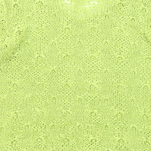 Off Shoot Womens Green Acrylic Basic Blouse Size M V-Neck