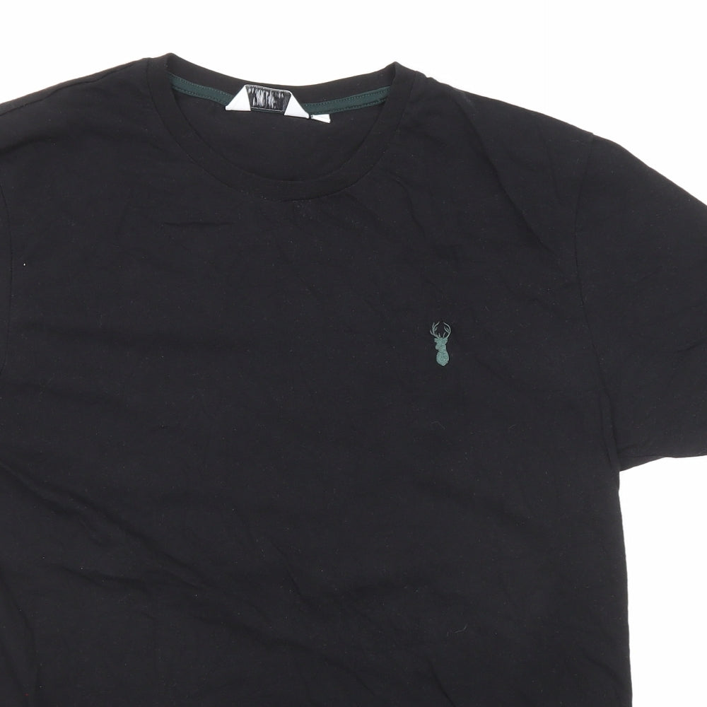 NEXT Mens Black Cotton T-Shirt Size M Round Neck