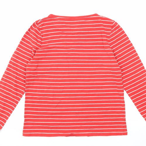 Laura Ashley Womens Red Striped Cotton Basic T-Shirt Size 14 Round Neck - Pinguin