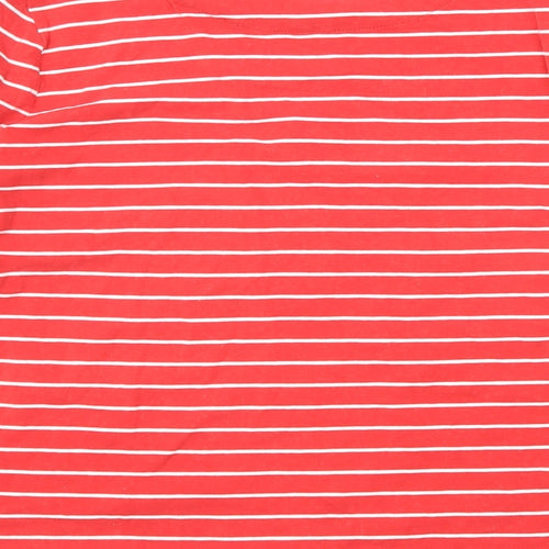 Laura Ashley Womens Red Striped Cotton Basic T-Shirt Size 14 Round Neck - Pinguin