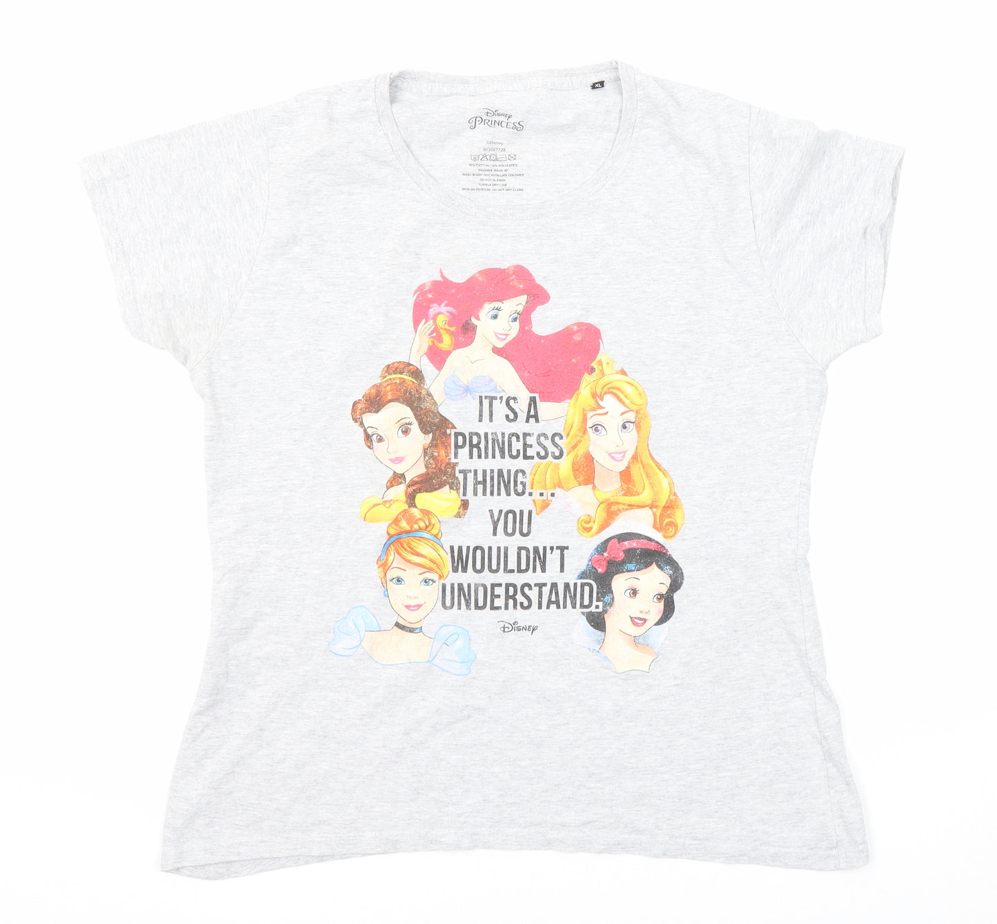 Disney Womens Grey Cotton Basic T-Shirt Size XL Scoop Neck - It's A Princess Thing... You Wouldn't Understand.