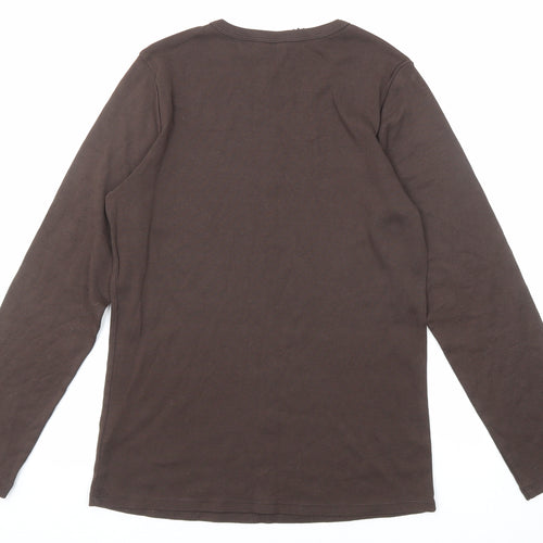 Marks and Spencer Womens Brown Cotton Basic T-Shirt Size 16 Round Neck