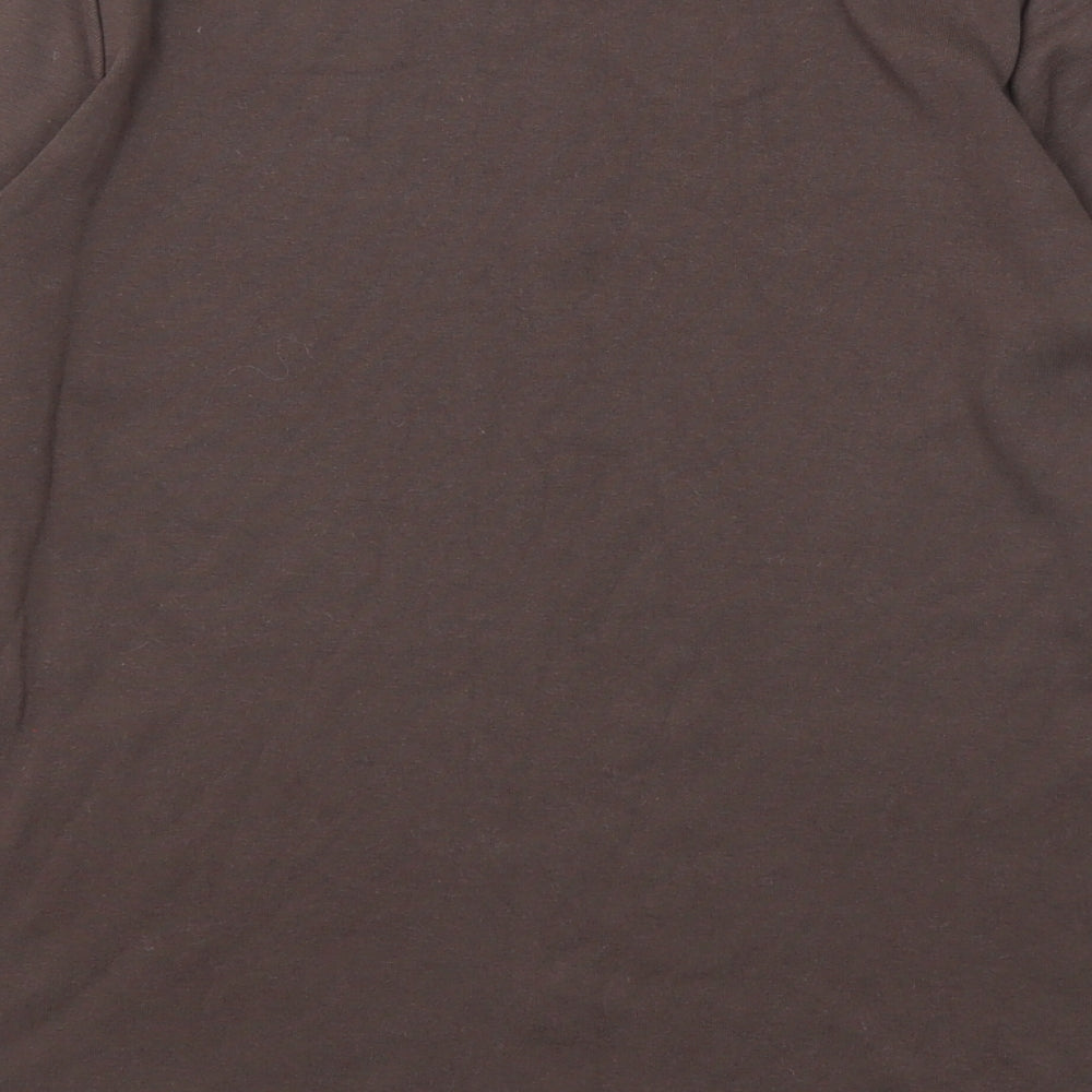 Marks and Spencer Womens Brown Cotton Basic T-Shirt Size 16 Round Neck