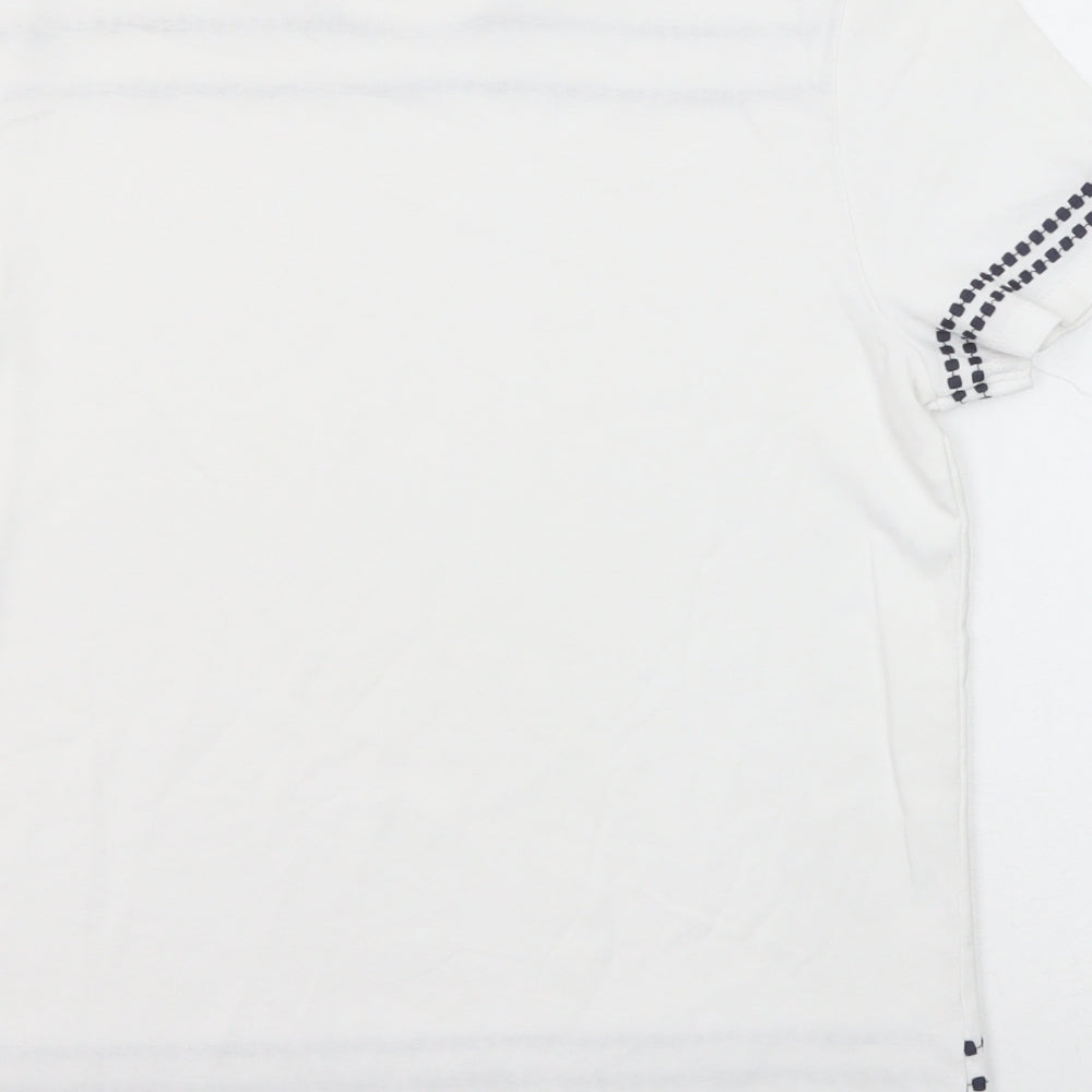 Maine New England Womens White Cotton Basic T-Shirt Size 14 Round Neck