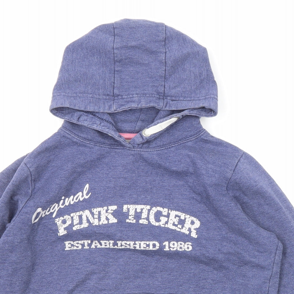 Pink Tiger Girls Blue Cotton Pullover Hoodie Size 11-12 Years Pullover - Pink Tiger