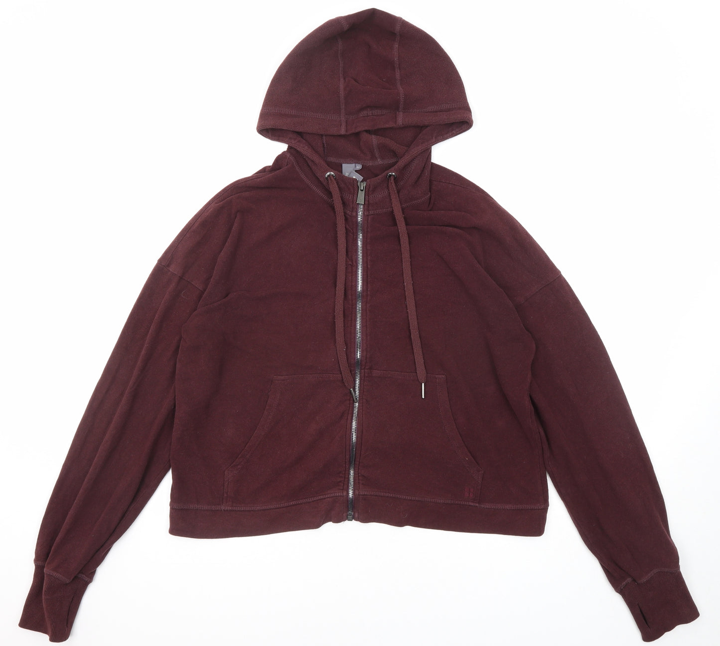 Sweaty Betty Womens Purple Cotton Full Zip Hoodie Size M Zip