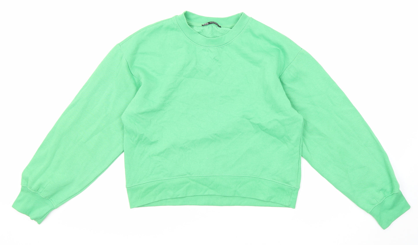 Zara Womens Green Polyester Pullover Sweatshirt Size S Pullover
