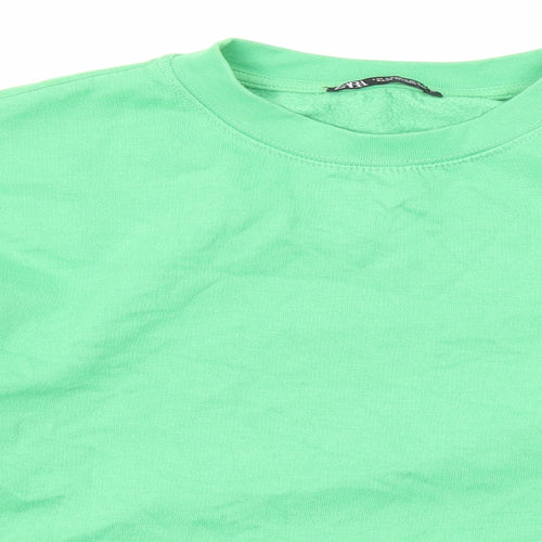 Zara Womens Green Polyester Pullover Sweatshirt Size S Pullover