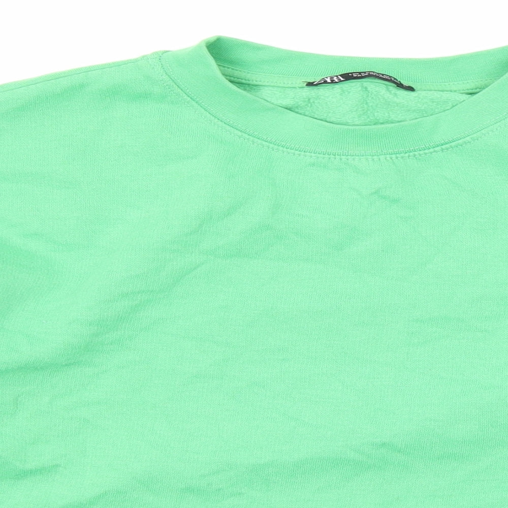 Zara Womens Green Polyester Pullover Sweatshirt Size S Pullover