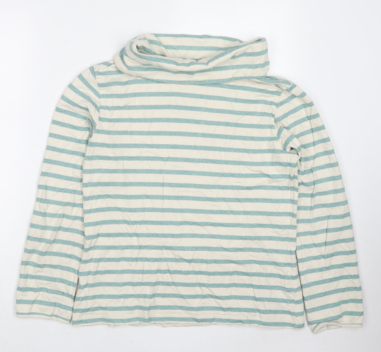 Crew Clothing Womens Ivory Striped Cotton Pullover Sweatshirt Size 12 Pullover