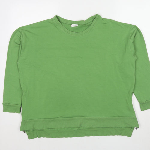 Dreamo Womens Green Cotton Pullover Sweatshirt Size S Pullover - Side zip detail