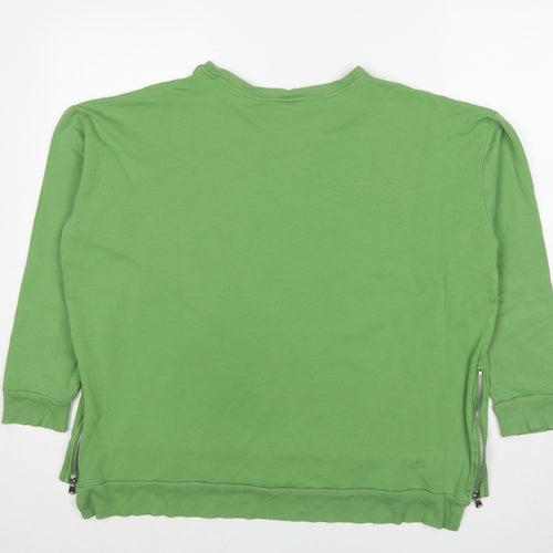 Dreamo Womens Green Cotton Pullover Sweatshirt Size S Pullover - Side zip detail