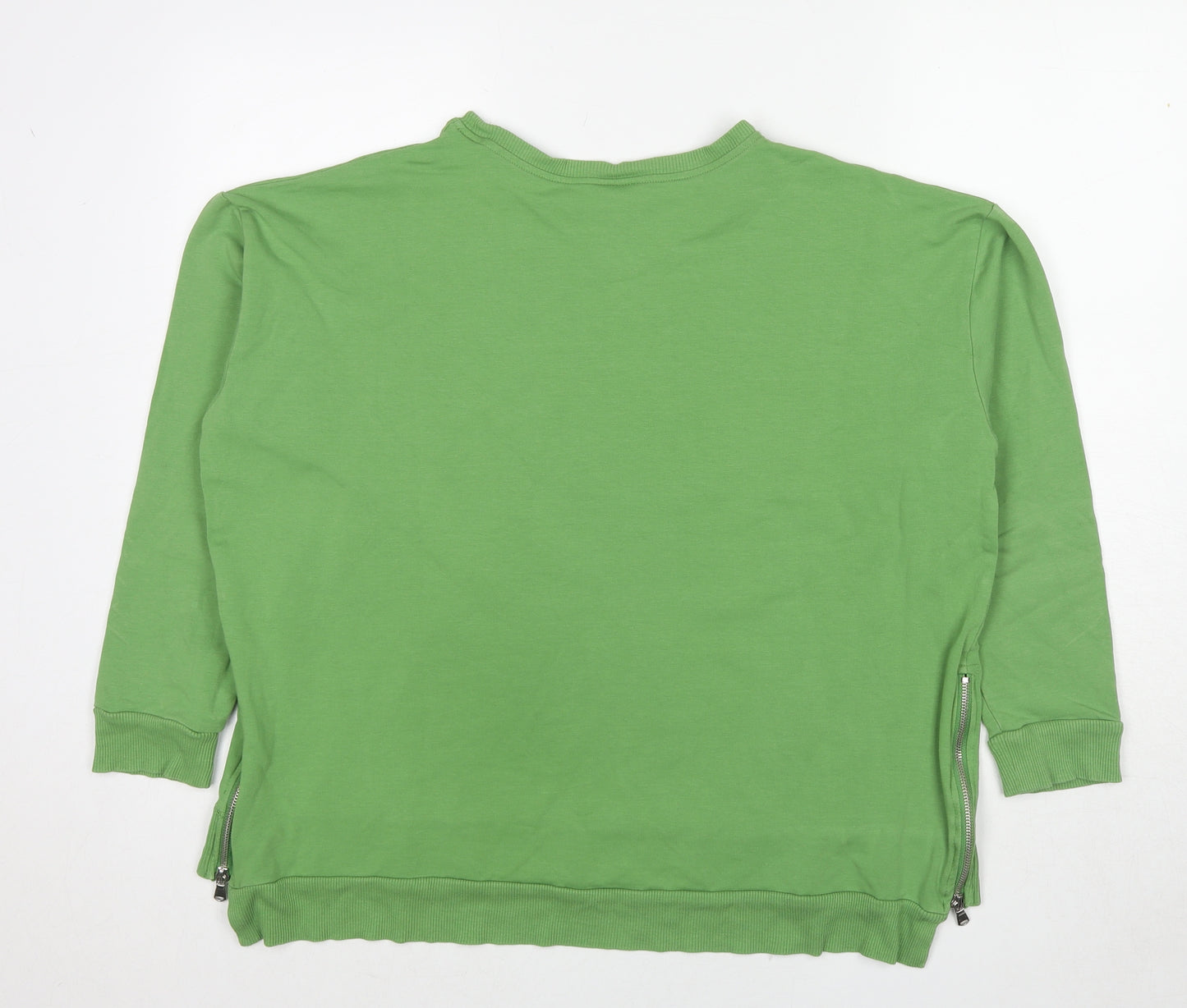 Dreamo Womens Green Cotton Pullover Sweatshirt Size S Pullover - Side zip detail
