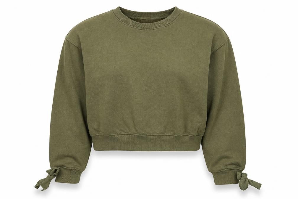 Front view of Oasis boys’ green polyester pullover sweatshirt, size L, pullover