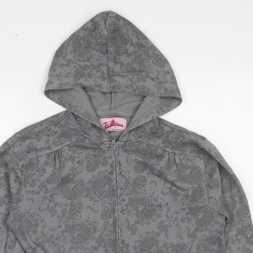 Joe Browns Womens Grey Geometric Cotton Full Zip Hoodie Size 14 Zip