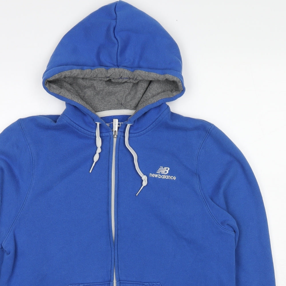 New Balance Womens Blue Cotton Full Zip Hoodie Size S Zip