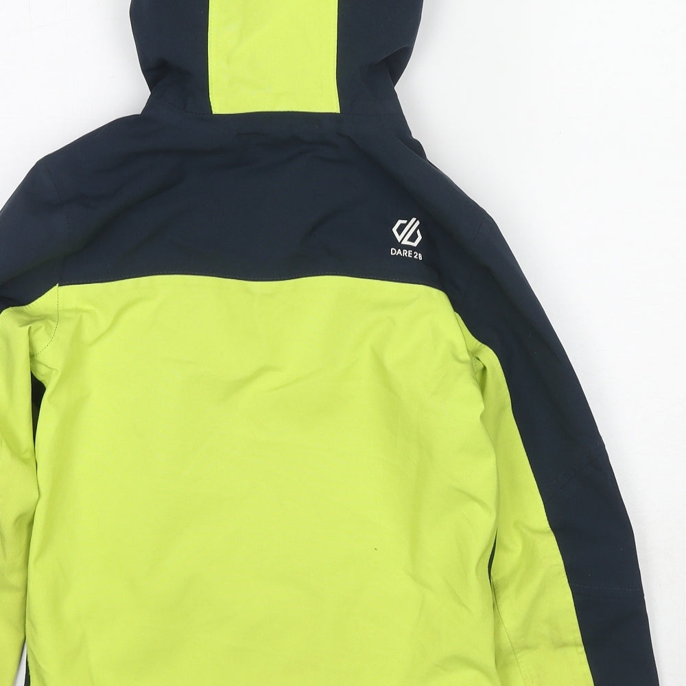 Dare 2B Boys Yellow Geometric Polyester Windbreaker Jacket Size 7-8 Years Zip - Hooded