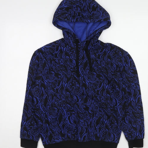 A.M. London Womens Blue Geometric Cotton Pullover Hoodie Size 8 Pullover