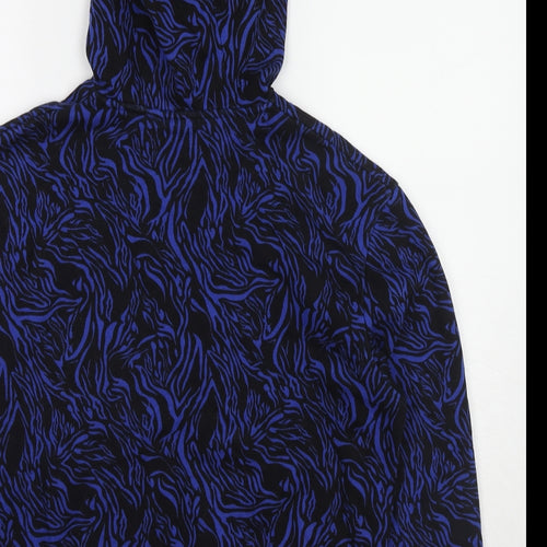 A.M. London Womens Blue Geometric Cotton Pullover Hoodie Size 8 Pullover