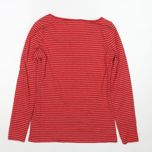 Esprit Womens Red Striped Cotton Basic T-Shirt Size S Round Neck