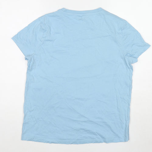 Disney Womens Blue Cotton Basic T-Shirt Size 10 Round Neck - Size 10-12, Stitch