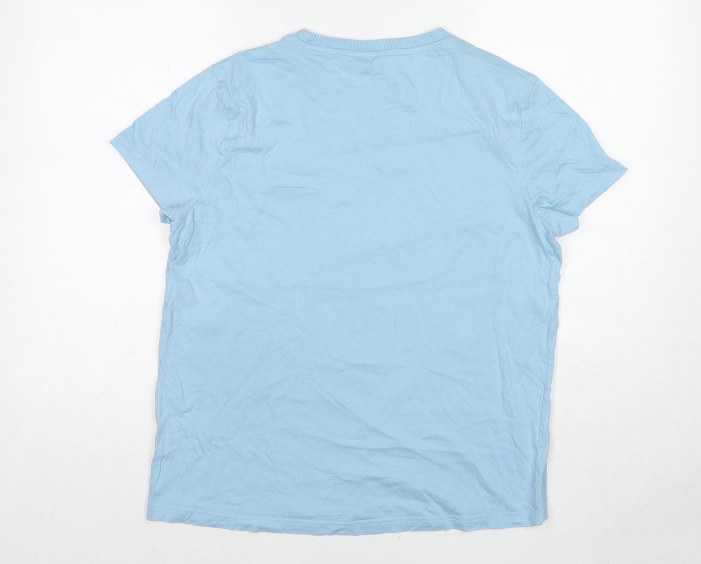 Disney Womens Blue Cotton Basic T-Shirt Size 10 Round Neck - Size 10-12, Stitch