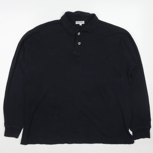 Giorgio Armani Mens Blue Cotton Polo Size L Collared Button