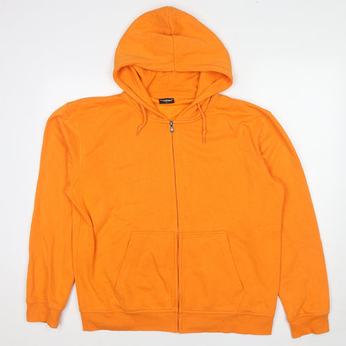 Bakaruda Mens Orange Cotton Full Zip Hoodie Size XL
