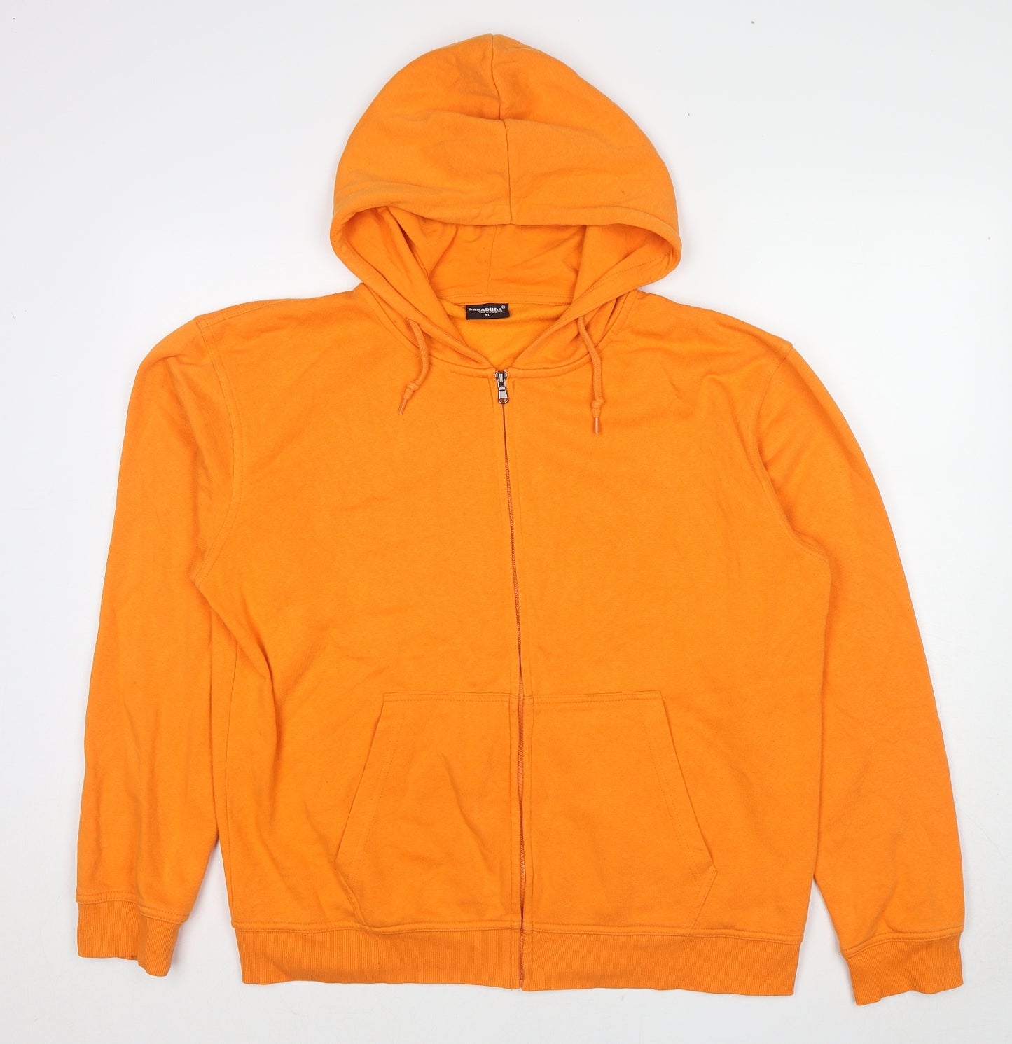Bakaruda Mens Orange Cotton Full Zip Hoodie Size XL