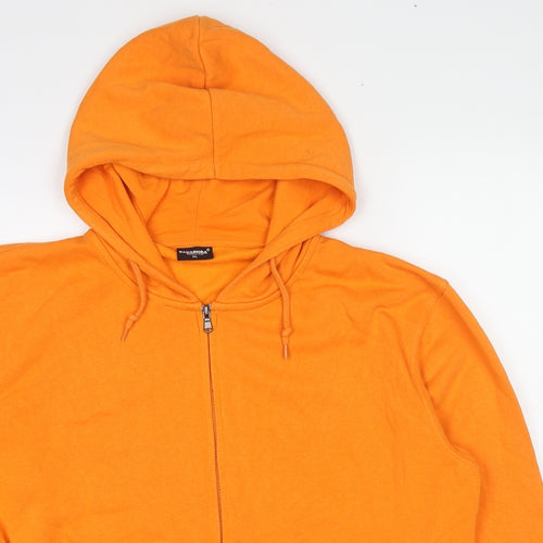 Bakaruda Mens Orange Cotton Full Zip Hoodie Size XL