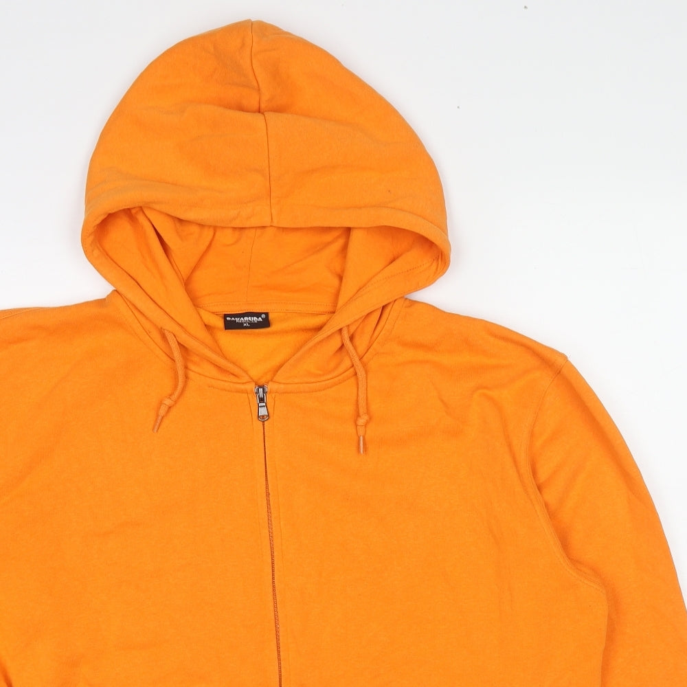 Bakaruda Mens Orange Cotton Full Zip Hoodie Size XL