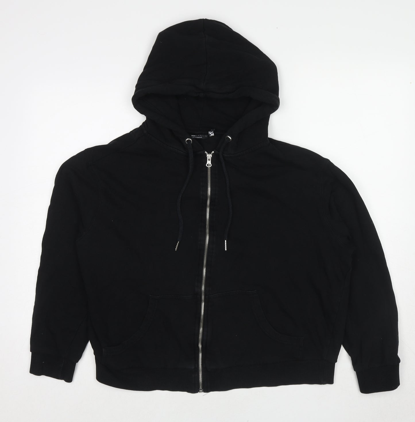 ASOS Womens Black Cotton Full Zip Hoodie Size 12 Zip
