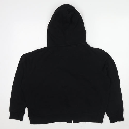 ASOS Womens Black Cotton Full Zip Hoodie Size 12 Zip