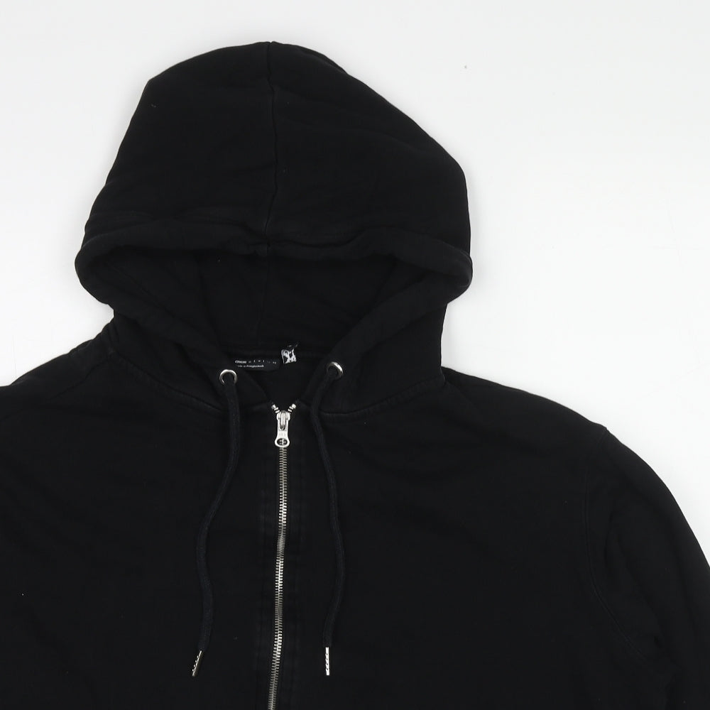 ASOS Womens Black Cotton Full Zip Hoodie Size 12 Zip