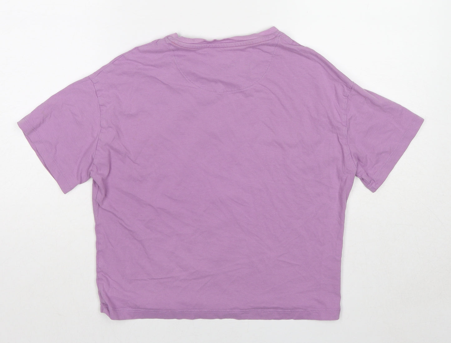 Marks and Spencer Girls Purple Cotton Basic T-Shirt Size 11-12 Years Crew Neck Pullover - Snoopy