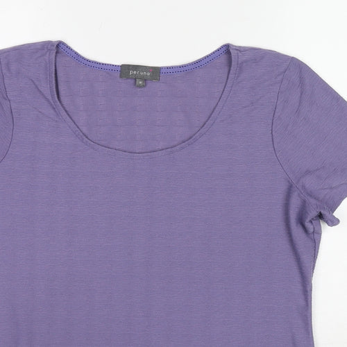 Per Una Womens Purple Polyester Basic T-Shirt Size 16 Round Neck
